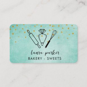 Carte De Visite Boulangerie Chef Whisk Rolling Pin Tuyauterie Sac 