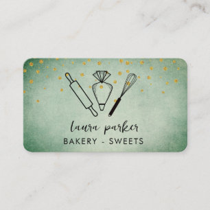 Carte De Visite Boulangerie Chef Whisk Rolling Pin Tuyauterie Sac