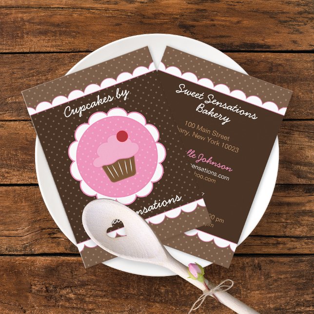 Carte De Visite Boulangerie Cherry Cupcake (Créateur téléchargé)