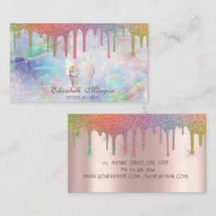 Carte De Visite Boulangerie Chic Cupcake Rainbow Drips Opal