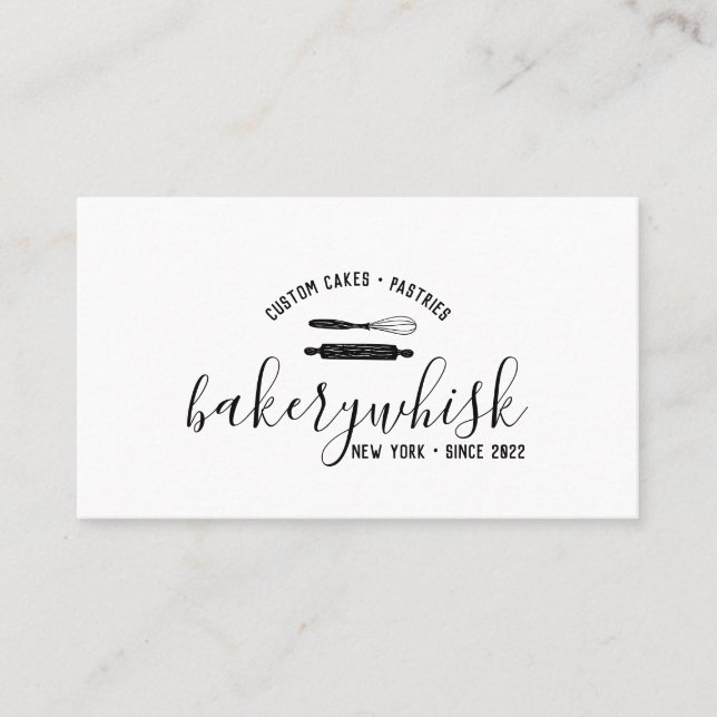 Carte De Visite Boulangerie Cuisinière Pâtisserie Chef rouleau pin (Devant)