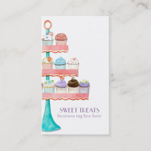 Carte De Visite Boulangerie Cupcake Aquarelle Florale Arrosage d'a