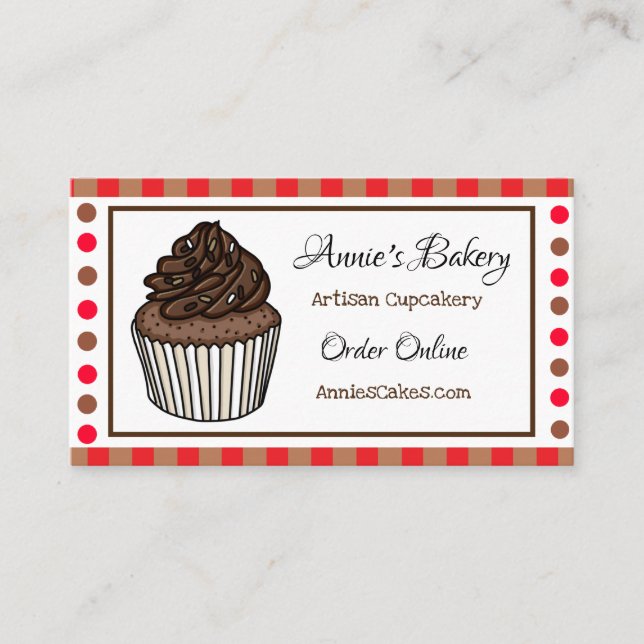 Carte De Visite Boulangerie | Cupcake arrosé de chocolat (Devant)