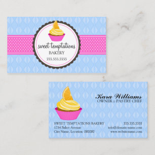 Carte De Visite Boulangerie Cupcake bleu et rose