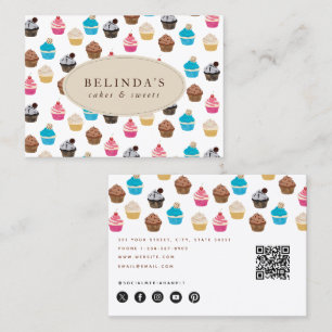 Carte De Visite Boulangerie Cupcakes Sweets Baking QR Code Social