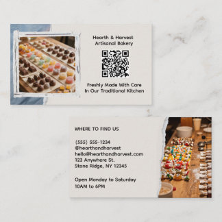 Carte De Visite Boulangerie de bonbons avec image et code QR