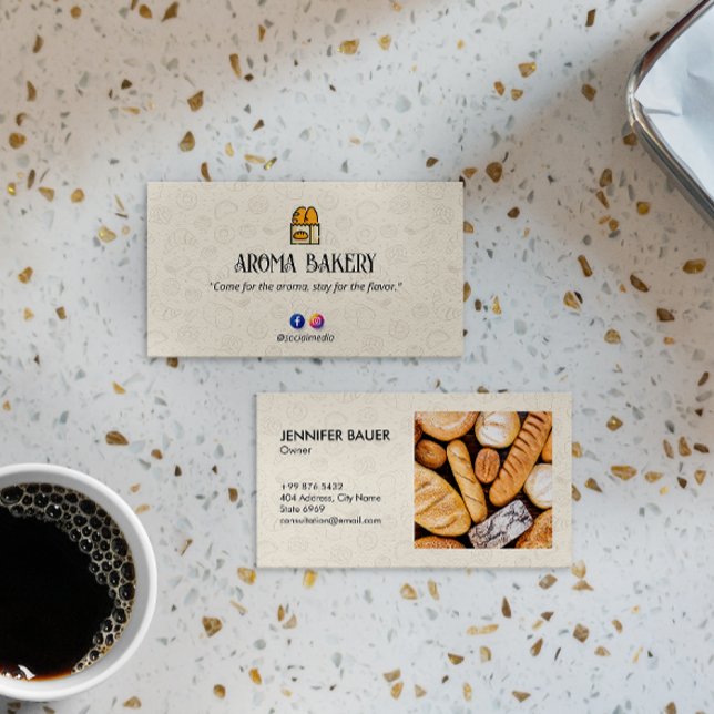 Carte De Visite Boulangerie de boulangerie | Pain chaud classique (Créateur téléchargé)