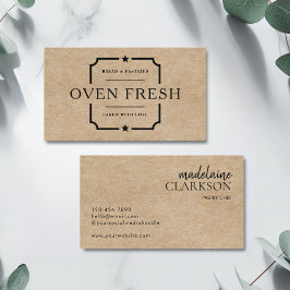Carte De Visite Boulangerie de chef pâtisserie Kraft en texte noir