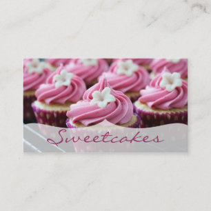 Carte De Visite Boulangerie de cupcake à fleurs roses