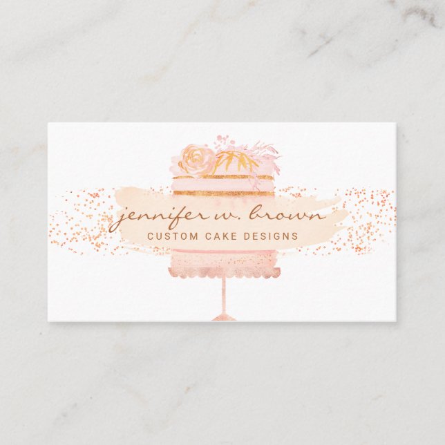 Carte De Visite Boulangerie de gâteau Floral Orange (Devant)