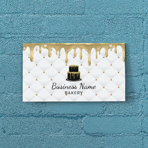 Carte De Visite Boulangerie de gâteau Glacé Gold Drift Luxury Blan