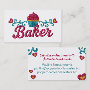 Carte De Visite Boulangerie de gâteaux en cœur broderie fausse