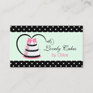 Carte De Visite Boulangerie de gâteaux en rose noir et menthe