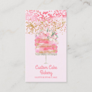 Carte De Visite Boulangerie de gâteaux Parties scintillant rose Él