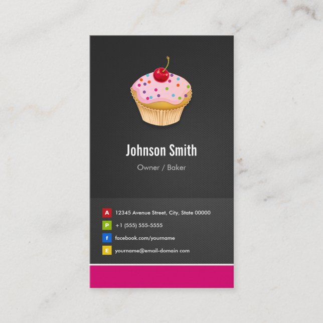 Carte De Visite Boulangerie de gâteaux sucrés - Créatif Innovant (Devant)