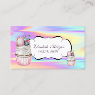 Carte De Visite Boulangerie de Macarons Cupcake Mignonne Holograph