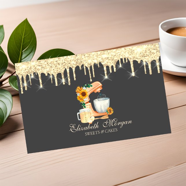 Carte De Visite Boulangerie de mélange d'aquarelle Gold Drives (Créateur téléchargé)