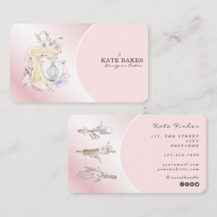 Carte De Visite Boulangerie de mélange de gâteau Floral Blush Cart