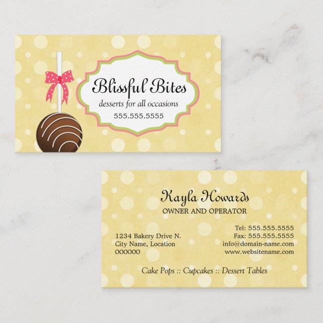 Carte De Visite Boulangerie de pâtisseries Whimsical (Devant / Derrière)