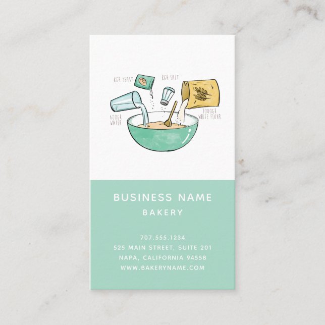 Carte De Visite Boulangerie de recettes de pain Illustration d'ent (Devant)