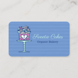 Carte De Visite Boulangerie de style floral Gâteau & Stand Logo Bl