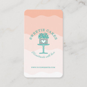 Carte De Visite Boulangerie de style floral Gâteau & Stand Logo Om