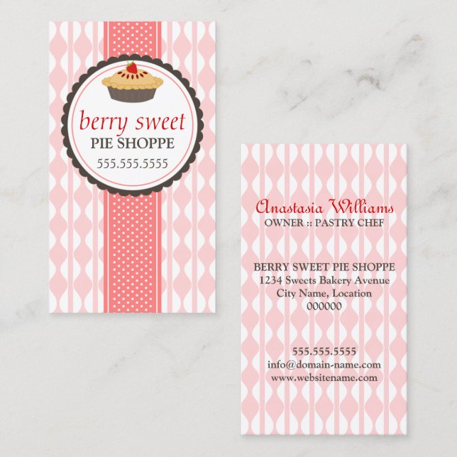 Carte De Visite Boulangerie de tarte de fraise (Devant / Derrière)