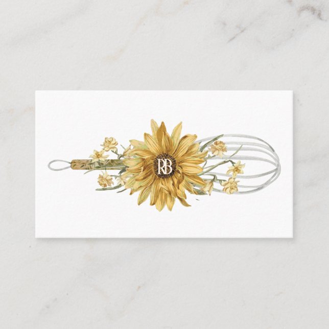 Carte De Visite Boulangerie de tournesol en bois floral unique (Devant)