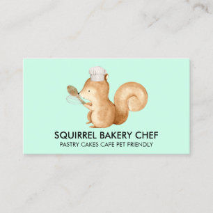 Carte De Visite Boulangerie d'écureuil Turquoise vert