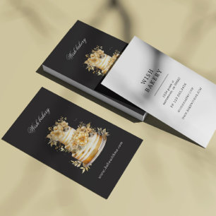 Carte De Visite Boulangerie d'or Gâteau à trois niveaux vertical