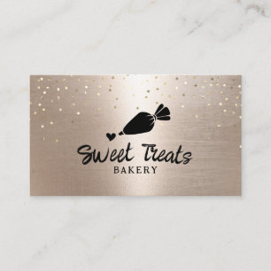 Carte De Visite Boulangerie d'or moderne Cupcake Pâtisserie