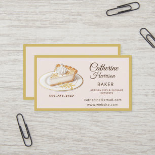 Carte De Visite Boulangerie Élégante avec Tranche de Tarte & Flour