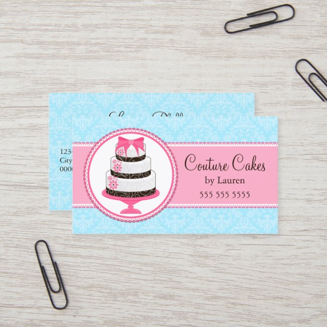 Carte De Visite Boulangerie élégante de gâteau de couture (Devant/Arrière en situation)