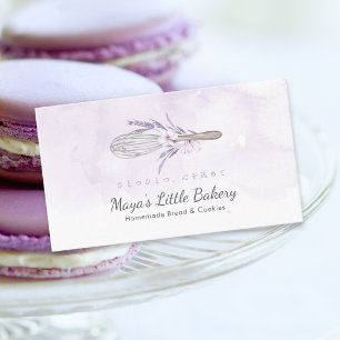Carte De Visite Boulangerie Élégante Fouet Aquarelle Violet