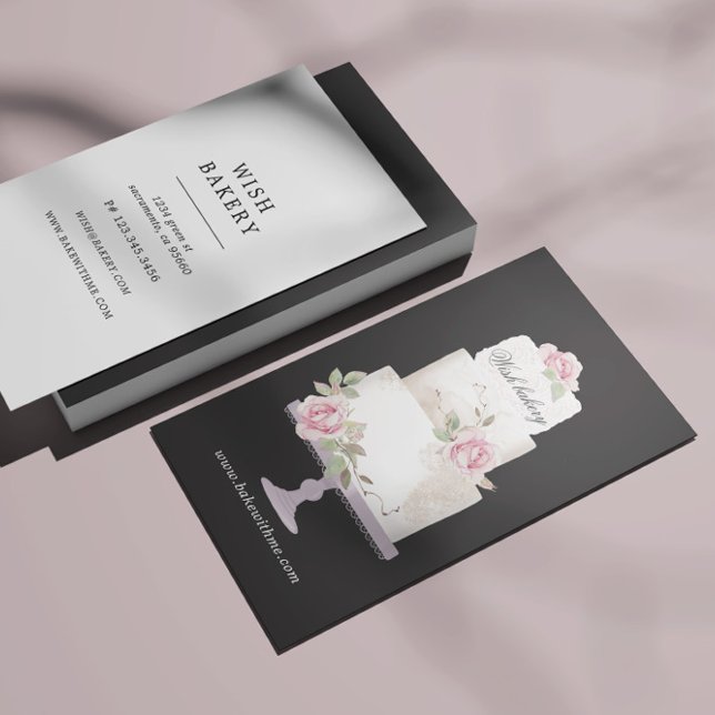 Carte De Visite Boulangerie élégante Gâteau à trois niveaux vertic (Créateur téléchargé)