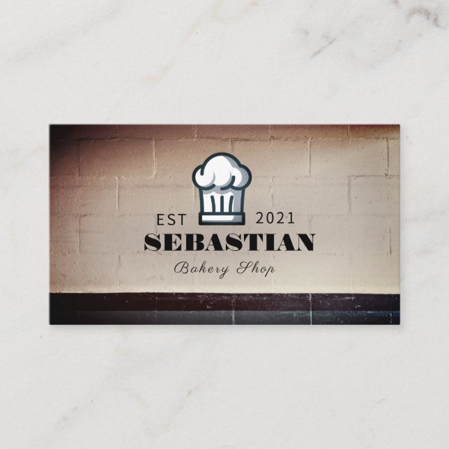 Carte De Visite Boulangerie en béton beige Boulangerie Logo (Devant)