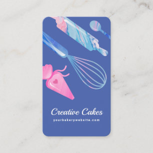 Carte De Visite Boulangerie en marbre rose amusant Outils et usten