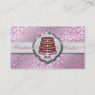 Carte De Visite Boulangerie étincelante de gâteau de damassé de