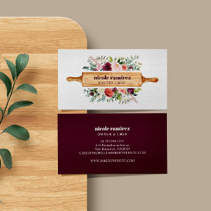Carte De Visite Boulangerie Florale Bourgogne Rolling Pin Pâtisser
