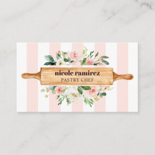 Carte De Visite Boulangerie Florale Rolling Pâtisserie rayée