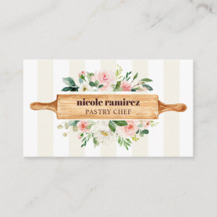 Carte De Visite Boulangerie Florale Rolling Pâtisserie rayée