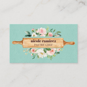 Carte De Visite Boulangerie Florale Rolling Pin Pâtisserie Monnai