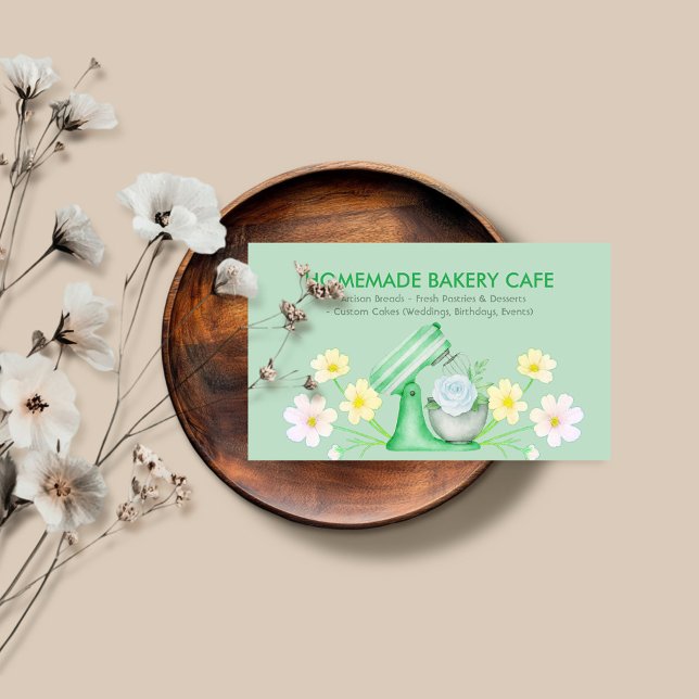 Carte De Visite Boulangerie Florale Vert Pâtisserie Chef Cuisine U (Créateur téléchargé)