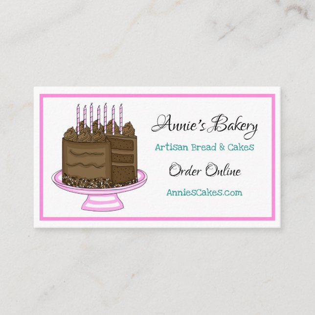 Carte De Visite Boulangerie | G. d'anniversaire | Turquoise et ros (Devant)
