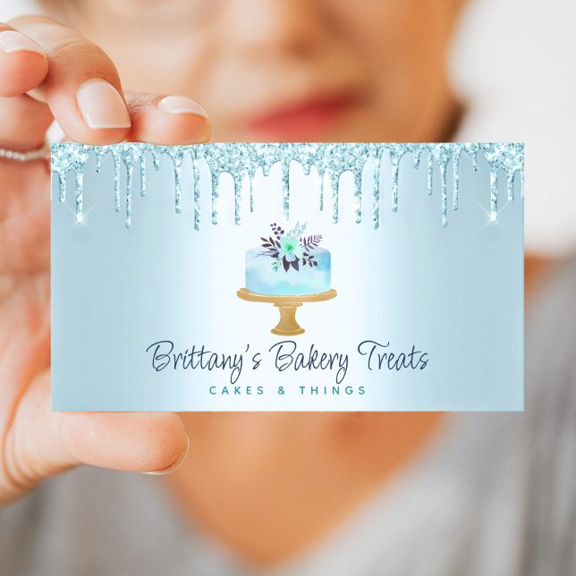 Carte De Visite Boulangerie Gâteau Turquoise Pâtisserie Parties sc (Créateur téléchargé)