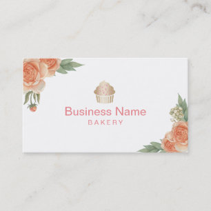 Carte De Visite Boulangerie Gold Cupcake Logo Vintage Floral