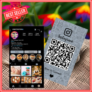 Carte De Visite boulangerie Instagram Chef Dusty Blue Pastry Cater