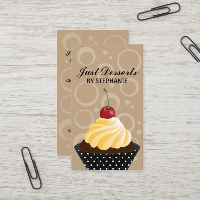 Carte De Visite Boulangerie lunatique de petit gâteau (Devant/Arrière en situation)