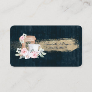 Carte De Visite Boulangerie,Mélangeur Fleurs, Coup de pinceau bleu