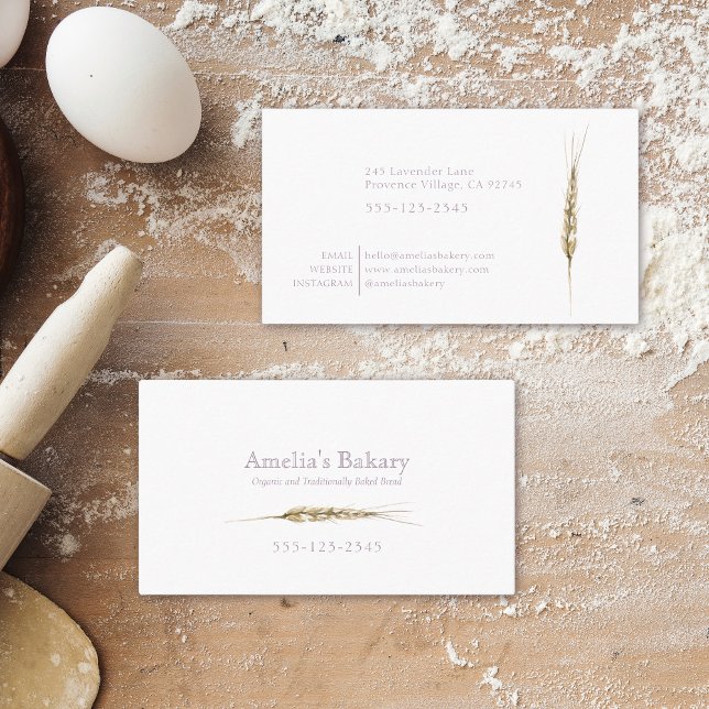 Carte De Visite Boulangerie minimaliste à grains de blé lavande vi (Créateur téléchargé)